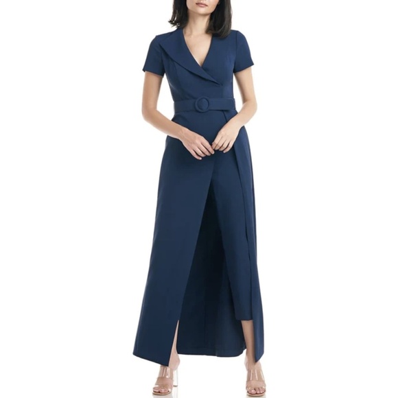 Kay Unger Deep Blue Jumpsuit / Walk-thru Dress - Picture 2 of 8